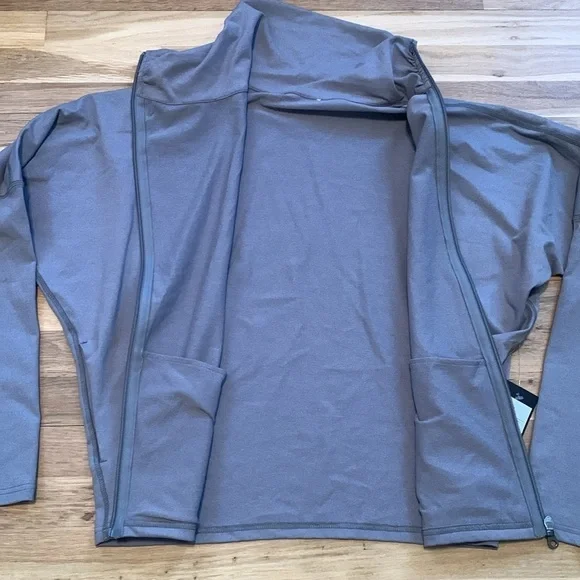 NWT Karma Debi Drop Shoulder Long Sleeve Zip Up Jacket Gray Women’s M - Picture 6 of 13